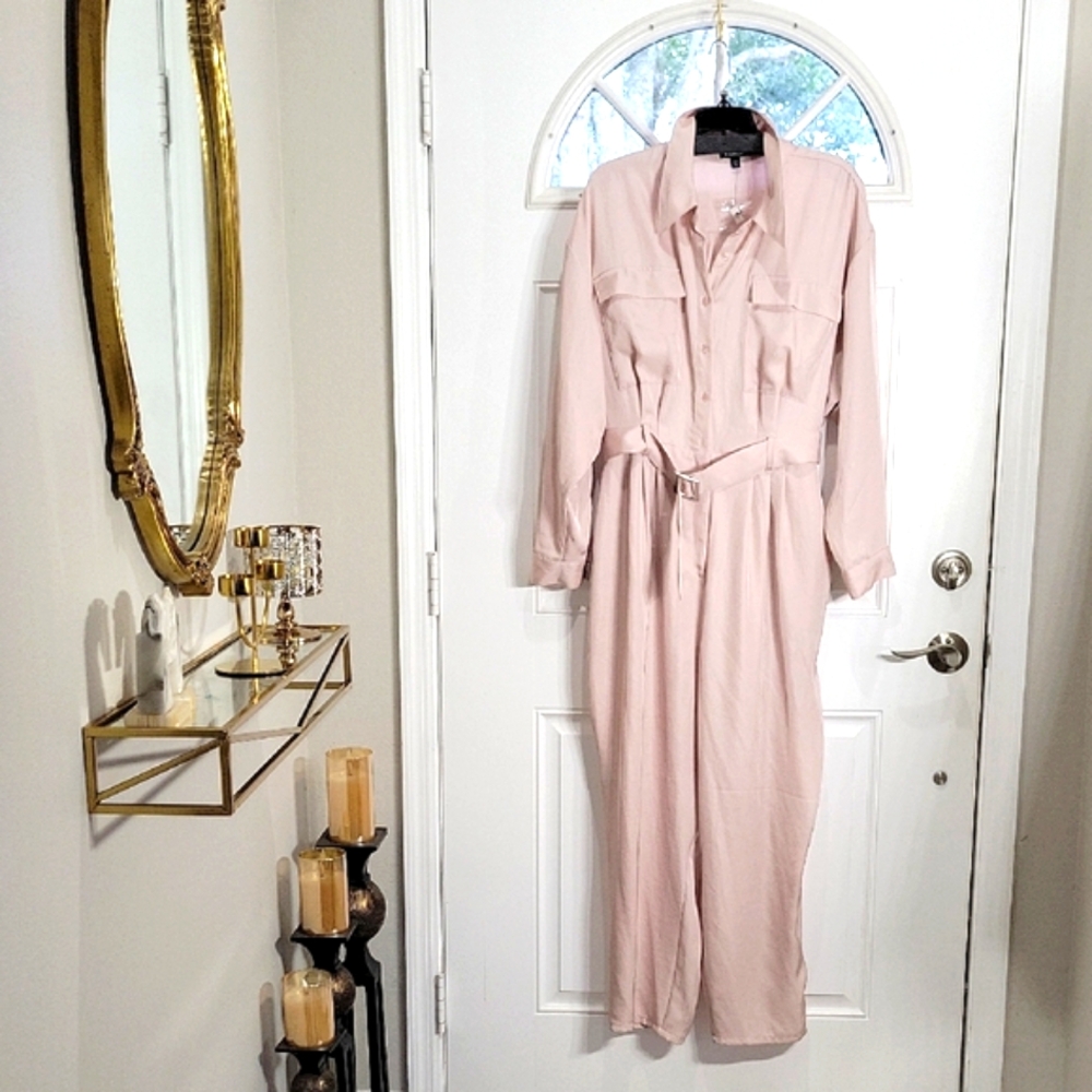Express Jumpsuit with Belt Powder Pink Size XL - Picture 2 of 7